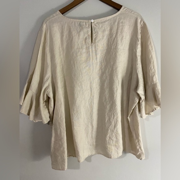Cynthia Rawley - Tan Linen Ruffle Blouse - Picture 11 of 12